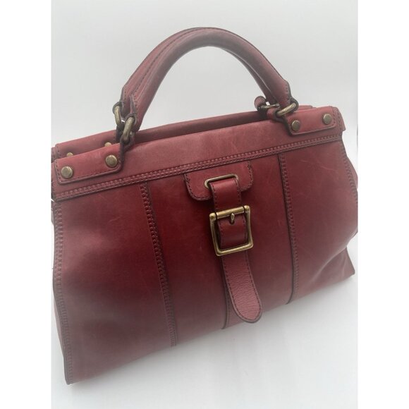 FOSSIL VTG Revival Satchel Leather Brick Red Satchel Crossbody Messenger Handbag